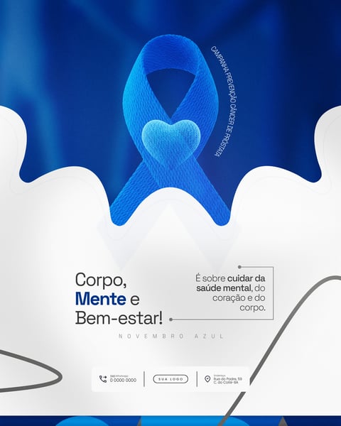 NOVEMBRO AZUL CAMPANHA PREVENÇÃO CÂNCER DE PRÓSTATA SOCIAL MEDIA PSD EDITÁVEL 2