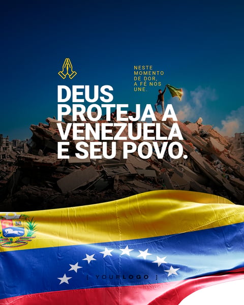 Deus Proteja a Venezuela e Seu Povo Post PSD Editável