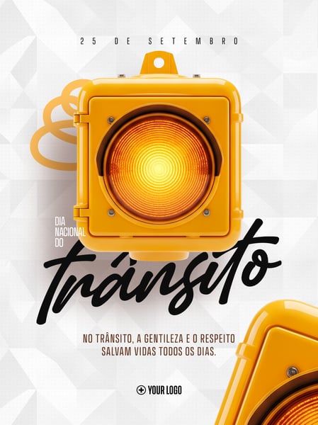 DIA NACIONAL DO TRÂNSITO SINALIZAÇÃO SOCIAL MEDIA FLYER PSD EDITÁVEL