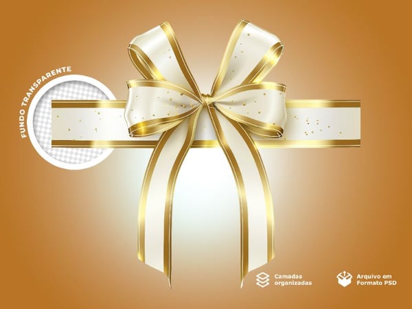 LAÇO DE PRESENTE DOURADO 4 ELEMENTO 3D