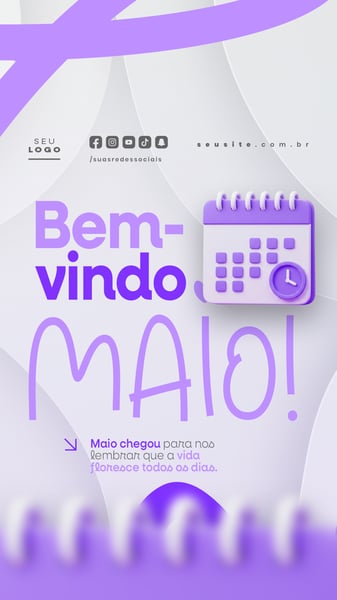 BEM VINDO MAIO SAUDAÇÃO MÊS SOCIAL MEDIA POST EDITÁVEL STORY