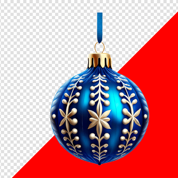 ENFEITE NATALINO BOLA AZUL E DOURADO PARA COMPOSIÇÃO PNG TRANSPARENTE SEM FUNDO