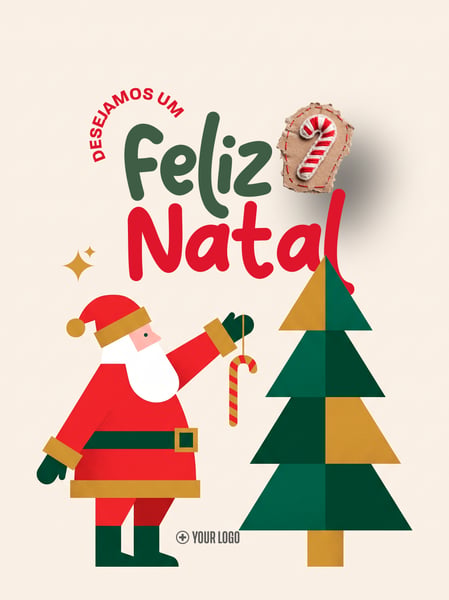 FELIZ NATAL PAPAI NOEL E ÁRVORE SOCIAL MEDIA FLYER PSD EDITÁVEL
