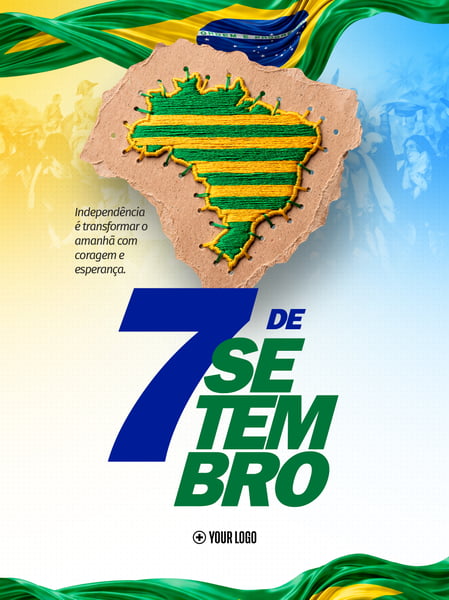 7 de Setembro Mapa Bordado Brasil Social Media Flyer PSD Editável