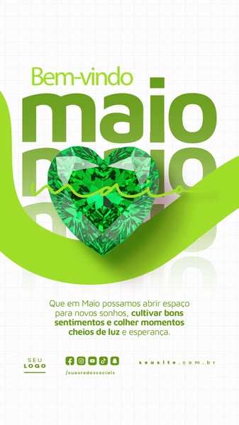 BEM VINDO MAIO SAUDAÇÃO MÊS SOCIAL MEDIA POST EDITÁVEL STORY