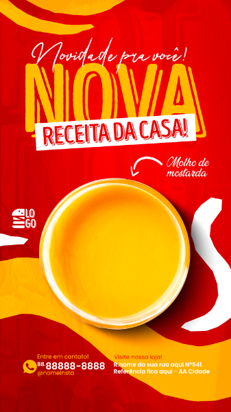 STORIES NOVO RECEITA DO MOLHO DE MOSTARDA CASEIRA SOCIAL MEDIA LANCHONETE PSD EDITÁVEL