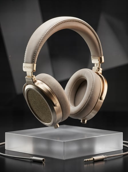 HEADPHONE SUSPENSO NO AR EM CIMA DE UM PÓDIUM DE PRODUTO 2