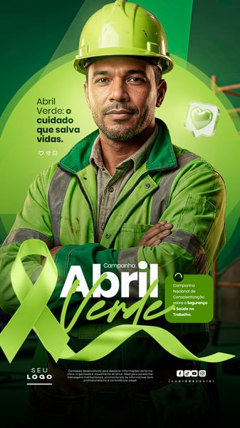 ABRIL VERDE CAMPANHA NACIONAL DE CONSCIENTIZAÇÃO SOBRE A SEGURANÇA E SAÚDE NO TRABALHO STORY SOCIAL MEDIA PSD EDITÁVEL 4