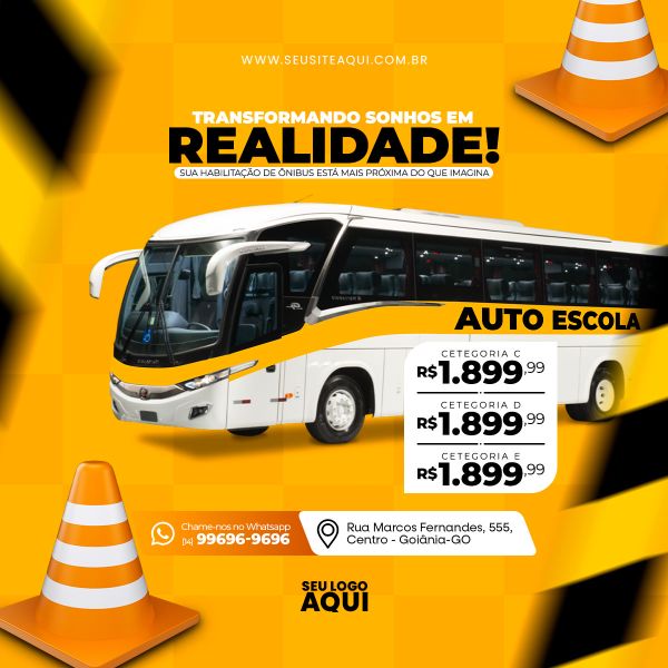 AUTO ESCOLA - CNH - MOTORISTA | SOCIAL MEDIA - PSD EDITÁVEL