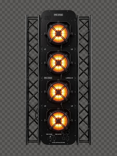 ELEMENTO 3D LUZES DE PALCO METÁLICA EM PNG