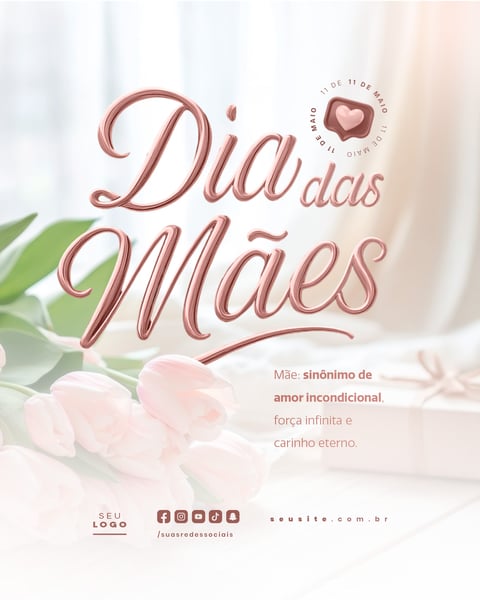 DIA DAS MÃES PARABÉNS PELO SEU DIA SOCIAL MEDIA FEED EDITÁVEL