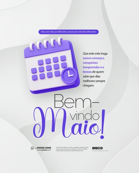 BEM VINDO MAIO SAUDAÇÃO MÊS SOCIAL MEDIA POST EDITÁVEL FEED