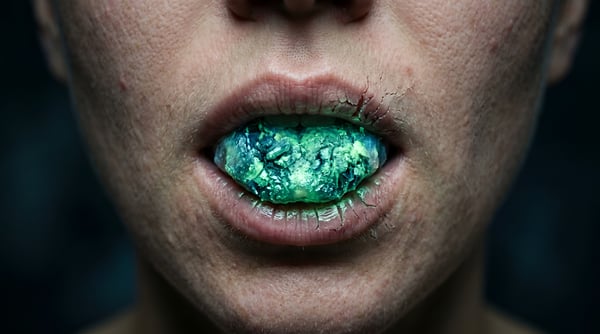 MACRO LÁBIOS FEMININOS LÍNGUA VERDE DETALHE BOCA MAQUIAGEM ESTÉTICA 01