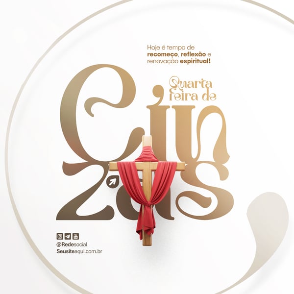 QUARTA-FEIRA DE CINZAS QUARESMA CRISTÃO CATÓLICO SOCIAL MEDIA PSD EDITÁVEL