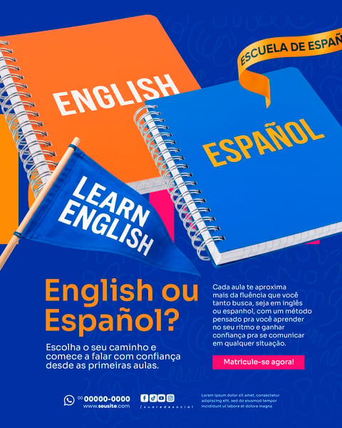 ESCOLA DE IDIOMAS SOCIAL MEDIA PSD EDITÁVEL 7