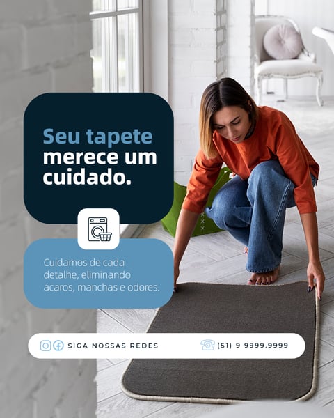 XMG LAVANDERIA LIMPEZA DE TAPETES SOCIAL MEDIA FEED PSD EDITÁVEL