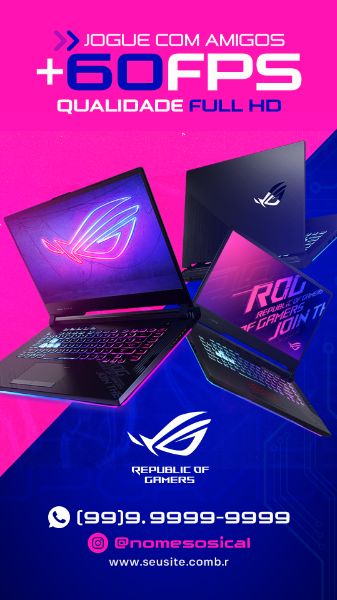 STORY SOCIAL MEDIA FEED JOGUE COM MAIS FPS NOTEBOOK GAMER ASUS ROG PSD EDITÁVEL