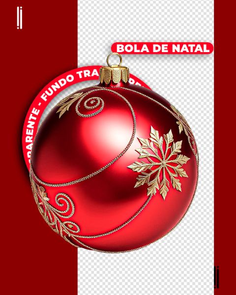 BOLA DE ARVORE DE NATAL 3D VERMELHA | IMAGEM SEM FUNDO | PSD EDITÁVEL