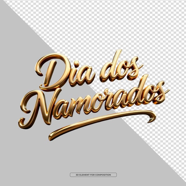 SELO 3D PNG DIA DOS NAMORADOS DOURADO
