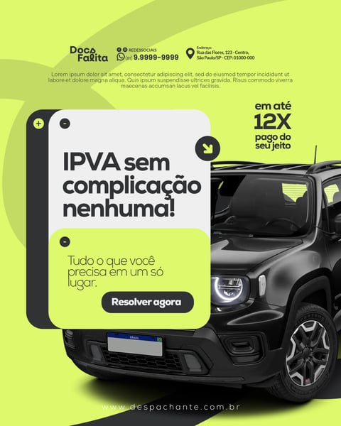 IPVA Despachante Veicular Social Media PSD Editável