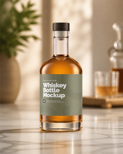 GARRAFA DE WHISKEY PSD EDITÁVEL MOCKUP