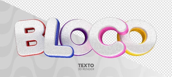 TEXTO 3D BLOCO DE CARNAVAL