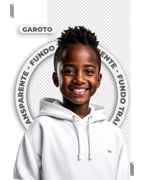 GAROTO COM MOLETON BRANCO | IMAGEM SEM FUNDO | PSD EDITÁVEL