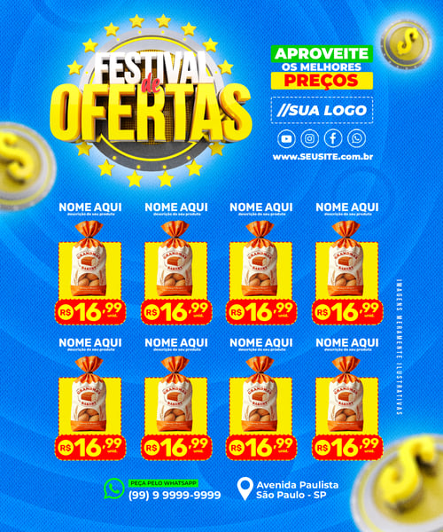 ENCARTE FESTIVAL DE OFERTAS SUPERMERCADO REDES SOCIAIS EDITÁVEL