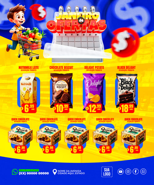 ENCARTE JANEIRO DE OFERTAS SUPERMERCADO REDES SOCIAIS