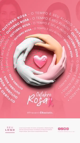 OUTUBRO ROSA CAMPANHA INTERNACIONAL DE CONSCIENTIZAÇÃO PARA O CONTROLE DO CÂNCER DE MAMA SOCIAL MEDIA PSD EDITÁVEL STORY 5