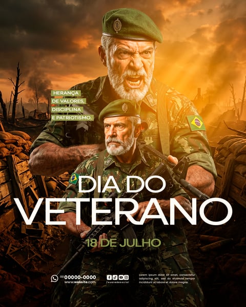 DIA DO VETERANO DO EXÉRCITO BRASILEIRO 18 DE JULHO SOCIAL MEDIA PSD EDITÁVEL 2
