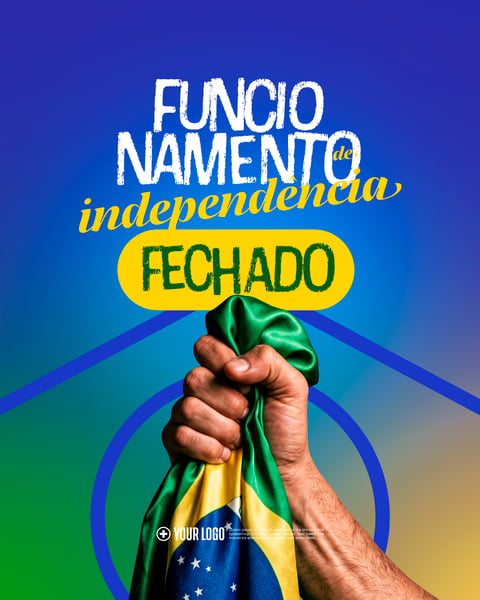 AVISO FECHADO INDEPENDÊNCIA DO BRASIL SOCIAL MEDIA FLYER PSD EDITÁVEL