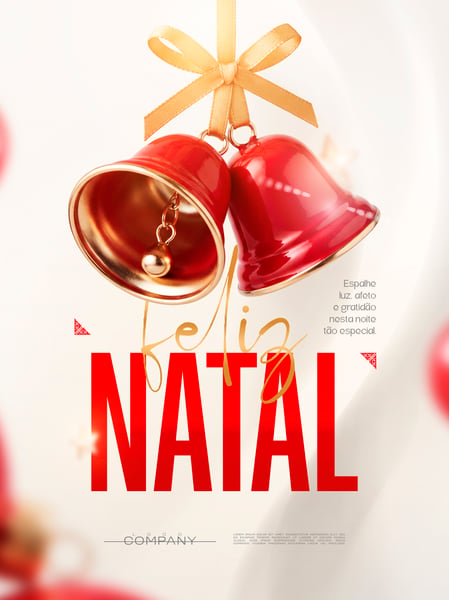FELIZ NATAL SINOS VERMELHOS E DOURADOS SOCIAL MEDIA FLYER PSD EDITÁVEL