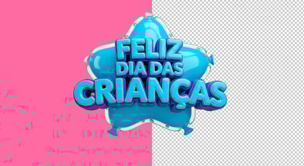 SELO 3D BALÃO FELIZ DIA DAS CRIANÇAS PNG TRANSPARENTE