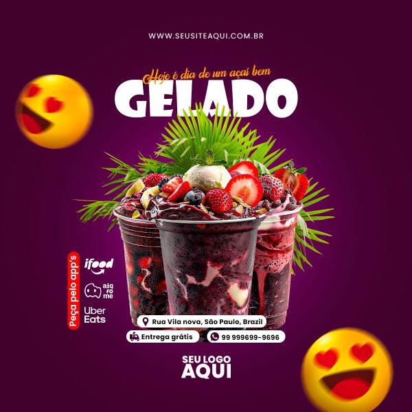 AÇAÍTERIA E SORVETERIA - SOCIAL MEDIA - PSD EDITÁVEL