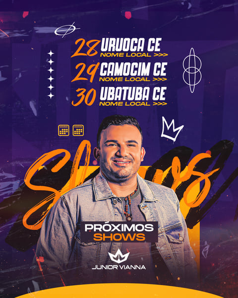 ZOP 15 - JÚNIOR VIANA - AGENDA - PRÓXIMOS SHOWS FLYER - FEED
