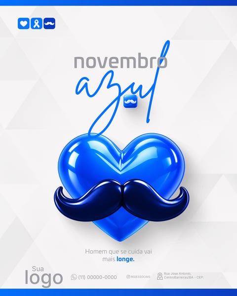 NOVEMBRO AZUL MÊS DE COMBATE AO CÂNCER DE PRÓSTATA SOCIAL MEDIA PSD EDITÁVEL 9