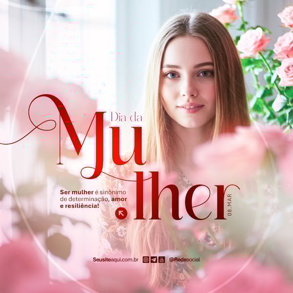 DIA INTERNACIONAL DA MULHER 8 DE MARÇO SOCIAL MEDIA PSD EDITÁVEL