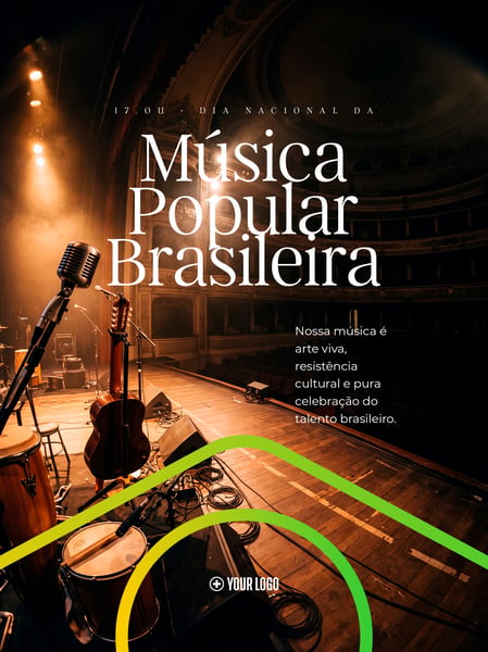 DIA NACIONAL DA MÚSICA POPULAR BRASILEIRA SOCIAL MEDIA FLYER PSD EDITÁVEL