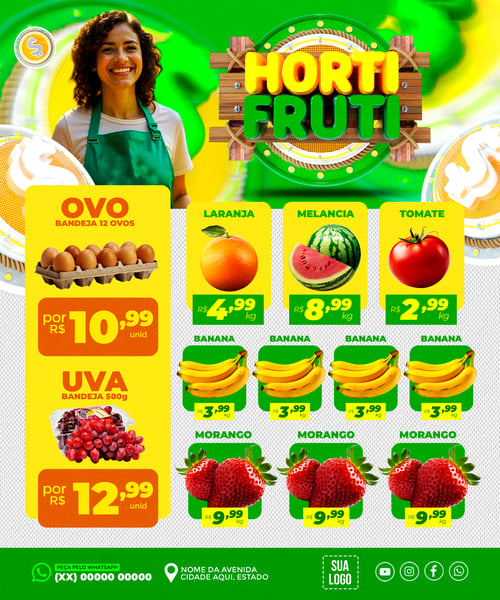 ENCARTE HORTIFRUTI SUPERMERCADO REDES SOCIAIS
