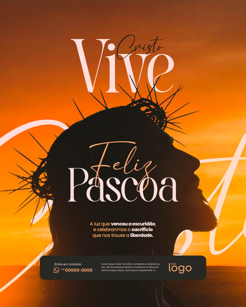 FELIZ PÁSCOA SOCIAL MEDIA CRISTO VIVE SEMANA SANTA PSD EDITÁVEL