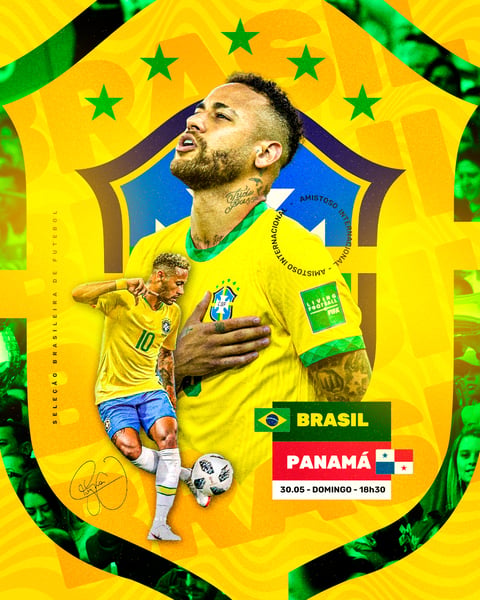 Futebol Seleção Brasileira Neymar Brasil vs Panamá Amistoso PSD Editável