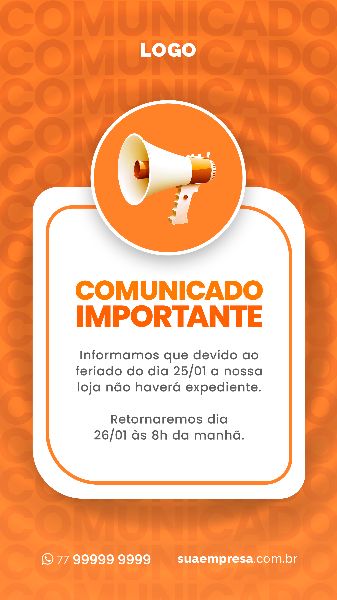 SOCIAL MEDIA PARA AVISOS E COMUNICADOS - LARANJA