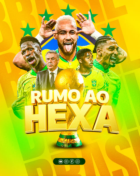 Copa do Mundo Rumo ao Hexa Brasil Futebol Arte Festiva PSD Editável