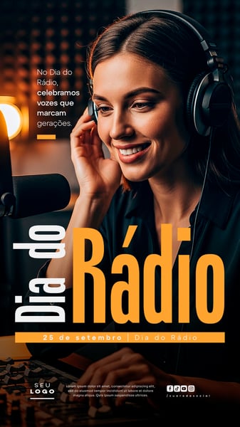 DIA DO RÁDIO 25 DE SETEMBRO SOCIAL MEDIA PSD EDITÁVEL STORY 5