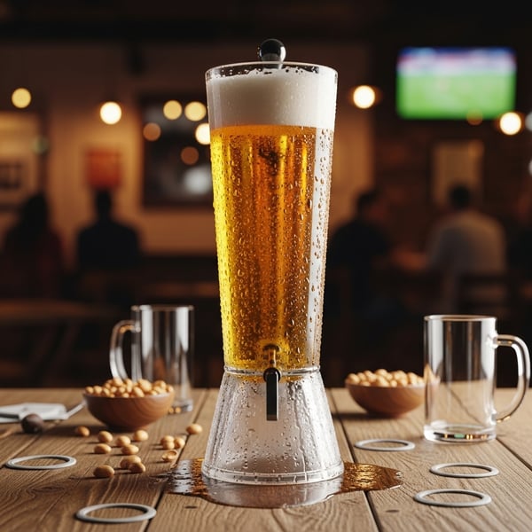 Grupo de amigos brindando com cerveja em bar animado