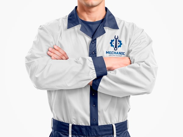 UNIFORME DE MECÂNICO MOCKUP SERVIÇO VESTUÁRIO ROUPA PROFISSIONAL CARRO CAMINHÃO CONSERTOS PSD