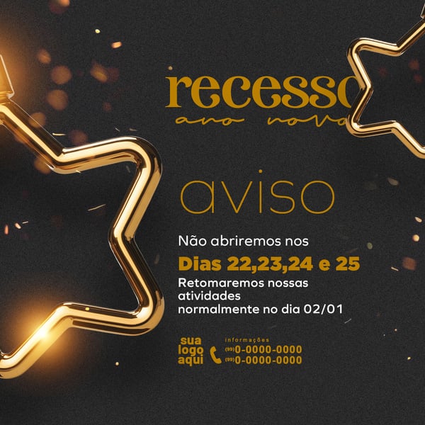 AVISO HORÁRIO DE FUNCIONAMENTO RECESSO DE ANO NOVO FEED