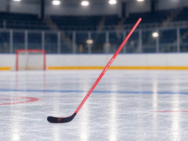 TACO DE HOCKEY NO GELO MOCKUP NA PISTA VISTA LATERAL