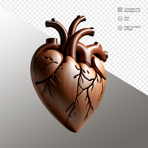 CORAÇÃO DE MADEIRA  ELEMENTO 3D PARA COMPOSIÇÃO - HEART